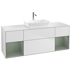 Villeroy and Boch Finion Villeroy and Boch Finion G861GMMT 160cm, cover plate white matt, Emotion, shelves olive matt lacquer, white matt lacquer