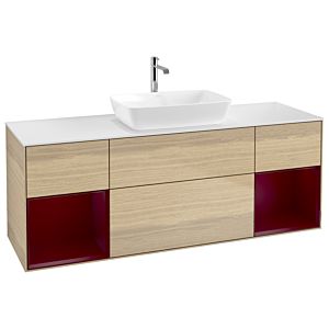 Villeroy und Boch Finion Waschtischunterschrank G861HBPC 160cm, Abdeckplatte white matt, Emotion, Regale Peony matt lacquer, Oak Veneer