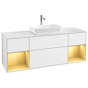 Villeroy and Boch Finion Villeroy and Boch Finion G861HFGF 160cm, cover plate matt white, Emotion, shelves matt gold lacquer, glossy white lacquer