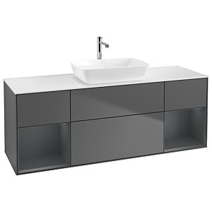 Villeroy and Boch Finion Villeroy and Boch Finion G861HGGK 160cm, cover plate white matt, Emotion, shelves Midnight matt lacquer, Anthracite matt