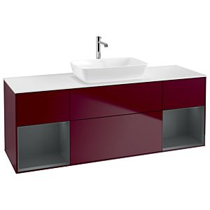 Villeroy und Boch Finion Waschtischunterschrank G861HGHB 160cm, Abdeckplatte white matt, Emotion, Regale Midnight matt lacquer, Peony Matt