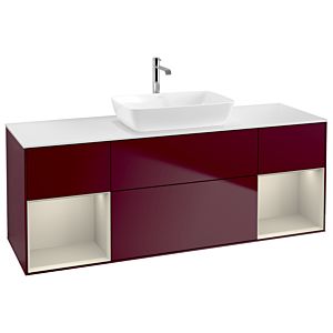 Villeroy und Boch Finion Waschtischunterschrank G861HHHB 160cm, Abdeckplatte white matt, Emotion, Regale sand matt lacquer, Peony Matt