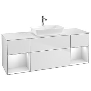 Villeroy und Boch Finion Waschtischunterschrank G861MTMT 160cm, Abdeckplatte white matt, Emotion, Regale White matt lacquer, White matt lacquer