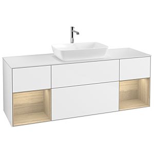Villeroy und Boch Finion Waschtischunterschrank G861PCGF 160cm, Abdeckplatte white matt, Emotion, Regale Oak Veneer, Glossy white lacquer