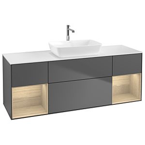 Villeroy et Boch Finion Villeroy et Boch G861PCGK 160cm, plaque de recouvrement blanc mat, Emotion, étagères Oak Veneer , anthracite mat