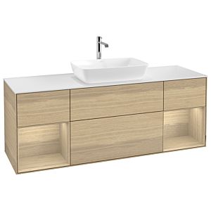 Villeroy und Boch Finion Waschtischunterschrank G861PCPC 160cm, Abdeckplatte white matt, Emotion, Regale Oak Veneer, Oak Veneer