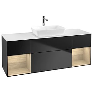 Villeroy and Boch Finion Villeroy and Boch Finion G861PCPD 160cm, cover plate white matt, Emotion, shelves Oak Veneer , black matt lacquer