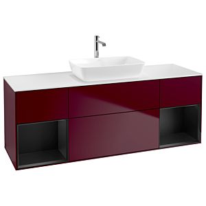 Villeroy et Boch Finion Villeroy et Boch G861PDHB 160cm, plaque de recouvrement blanc mat, Emotion, étagères laqué noir mat, Peony Matt