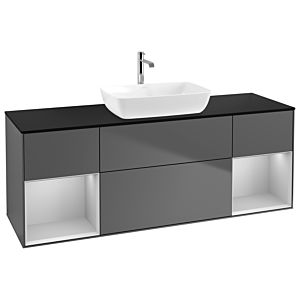 Villeroy and Boch Finion Villeroy and Boch Finion G862GJGK 160cm, cover plate black matt, Emotion, shelves Light gray matt lacquer, Anthracite matt