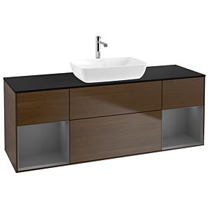 Villeroy and Boch Finion Villeroy and Boch Finion G862GKGN 160cm, cover plate black matt, Emotion, shelves Anthracite matt lacquer, Walnut veneer