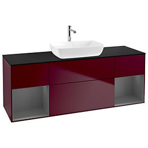 Villeroy and Boch Finion Villeroy and Boch Finion G862GKHB 160cm, black matt cover plate, Emotion, Anthracite matt lacquer shelves, Peony Matt