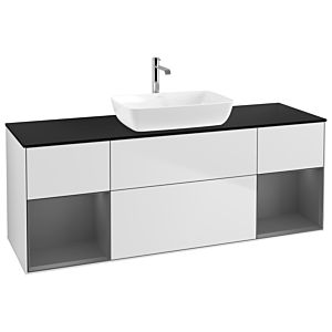 Villeroy und Boch Finion Waschtischunterschrank G862GKMT 160cm, Abdeckplatte black matt, Emotion, Regale Anthracite matt lacquer, White matt lacquer
