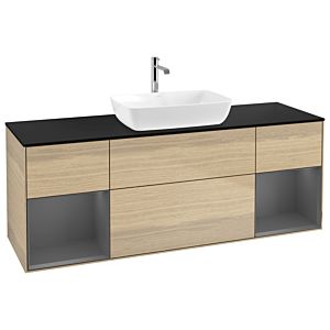 Villeroy et Boch Finion Villeroy et Boch G862GKPC 160cm, plaque de finition noir mat, Emotion, étagères Laque anthracite mat, Oak Veneer