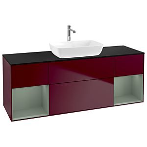 Villeroy et Boch Finion Villeroy et Boch G862GMHB 160cm, plaque de finition noir mat, Emotion, étagères olive laqué mat, Peony Matt