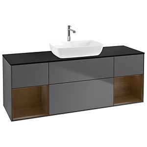 Villeroy and Boch Finion Villeroy and Boch Finion G862GNGK 160cm, black matt cover plate, Emotion, Walnut Veneer shelves, matt anthracite