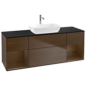 Villeroy and Boch Finion Villeroy and Boch Finion G862GNGN 160cm, black matt cover plate, emotion, Walnut Veneer shelves, Walnut Veneer veneer