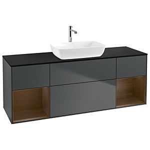 Villeroy and Boch Finion Villeroy and Boch Finion G862GNHG 160cm, cover plate black matt, Emotion, shelves Walnut Veneer , Midnight Blue Matt Lacquer