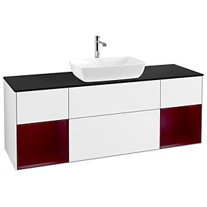 Villeroy and Boch Finion Villeroy and Boch Finion G862HBGF 160cm, cover plate black matt, Emotion, shelves Peony matt lacquer, glossy white lacquer