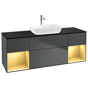 Villeroy and Boch Finion Villeroy and Boch Finion G862HFHG 160cm, cover plate black matt, Emotion, shelves gold matt lacquer, Midnight Blue Matt Lacquer
