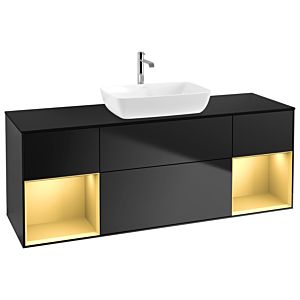 Villeroy and Boch Finion Villeroy and Boch Finion G862HFPD 160cm, cover plate black matt, Emotion, shelves gold matt lacquer, black matt lacquer