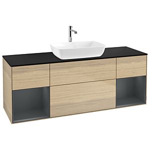 Villeroy et Boch Finion Villeroy et Boch G862HGPC 160cm, plaque de finition noir mat, Emotion, étagères Laque mat minuit, Oak Veneer