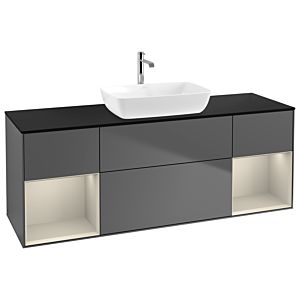 Villeroy and Boch Finion Villeroy and Boch Finion G862HHGK 160cm, cover plate black matt, Emotion, shelves sand matt lacquer, anthracite matt