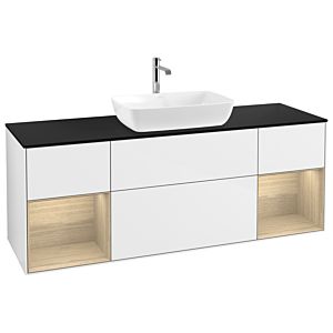 Villeroy and Boch Finion Villeroy and Boch Finion G862PCGF 160cm, black matt cover plate, Emotion, Oak Veneer shelves, Glossy white lacquer