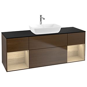 Villeroy et Boch Finion G862PCGN 160cm, plaque de recouvrement noir mat, emotion, étagères Oak Veneer , placage Oak Veneer