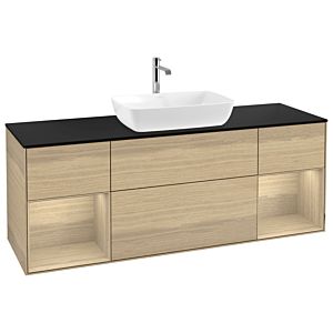 Villeroy et Boch Finion Villeroy et Boch G862PCPC 160cm, plaque de recouvrement noir mat, emotion, étagères Oak Veneer , Oak Veneer