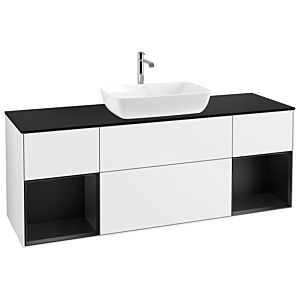 Villeroy and Boch Finion Villeroy and Boch Finion G862PDGF 160cm, cover plate black matt, Emotion, shelves Black matt lacquer, Glossy white lacquer