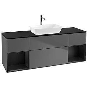 Villeroy and Boch Finion Villeroy and Boch Finion G862PDGK 160cm, cover plate matt black, Emotion, shelves matt black lacquer, matt anthracite