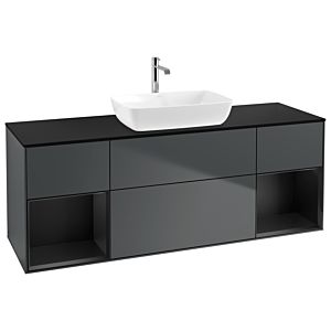 Villeroy und Boch Finion Waschtischunterschrank G862PDHG 160cm, Abdeckplatte black matt, Emotion, Regale Black matt lacquer, Midnight Blue Matt Lacquer