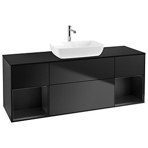 Villeroy und Boch Finion Waschtischunterschrank G862PDPD 160cm, Abdeckplatte black matt, Emotion, Regale Black matt lacquer, Black matt lacquer