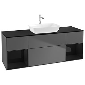 Villeroy and Boch Finion Villeroy and Boch Finion G862PHGK 160cm, cover plate black matt, Emotion, shelves Glossy black lacquer, Anthracite matt