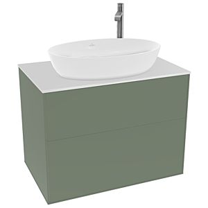 Villeroy und Boch Finion Waschtischunterschrank G87100GM 80x60,3cm, Emotion, Abdeckplatte white matt, Olive Matt Lacquer