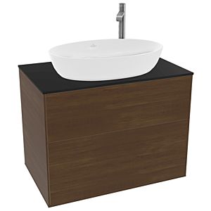 Villeroy und Boch Finion Waschtischunterschrank G87200GN 80x60,3cm, Emotion, Abdeckplatte black matt, Walnut veneer
