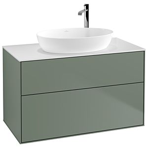 Villeroy und Boch Finion Waschtischunterschrank G88100GM 100x60,3cm, Emotion, Abdeckplatte white matt, Olive Matt Lacquer