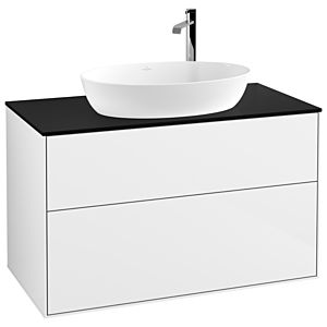 Villeroy et Boch Finion Villeroy et Boch G88200GF 100x60.3cm, Emotion, plaque de recouvrement noir mat, laqué blanc brillant