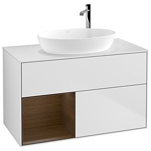 Villeroy and Boch Finion Villeroy and Boch Finion G891GNMT 100cm, cover plate white matt, Emotion, shelves Walnut Veneer , white matt lacquer