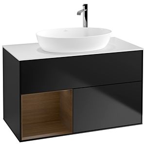 Villeroy and Boch Finion Villeroy and Boch Finion G891GNPD 100cm, cover plate white matt, Emotion, shelves Walnut Veneer , black matt lacquer