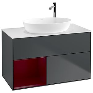 Villeroy und Boch Finion Waschtischunterschrank G891HBHG 100cm, Abdeckplatte white matt, Emotion, Regale Peony matt lacquer, Midnight Blue Matt Lacquer
