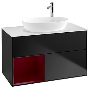 Villeroy and Boch Finion Villeroy and Boch Finion G891HBPD 100cm, cover plate white matt, Emotion, shelves Peony matt lacquer, black matt lacquer