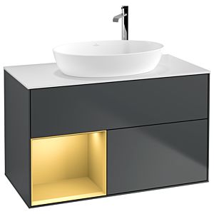 Villeroy and Boch Finion Villeroy and Boch Finion G891HFHG 100cm, cover plate white matt, Emotion, shelves gold matt lacquer, Midnight Blue Matt Lacquer