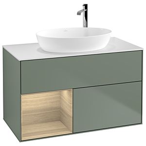 Villeroy and Boch Finion Villeroy and Boch Finion G891PCGM 100cm, cover plate white matt, Emotion, shelves Oak Veneer , Olive Matt Lacquer
