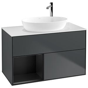 Villeroy and Boch Finion Villeroy and Boch Finion G891PDHG 100cm, cover plate white matt, Emotion, shelves black matt lacquer, midnight Blue Matt Lacquer
