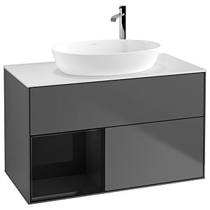 Villeroy and Boch Finion Villeroy and Boch Finion G891PHGK 100cm, cover plate white matt, Emotion, shelves Glossy black lacquer, anthracite matt