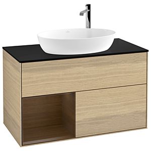 Villeroy and Boch Finion Villeroy and Boch Finion G892GNPC 100cm, cover plate black matt, Emotion, shelves Walnut Veneer , Oak Veneer