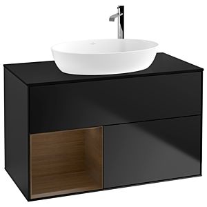 Villeroy and Boch Finion Villeroy and Boch Finion G892GNPD 100cm, cover plate black matt, Emotion, shelves Walnut Veneer , black matt lacquer