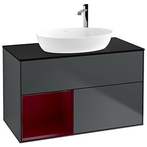 Villeroy and Boch Finion Villeroy and Boch Finion G892HBHG 100cm, cover plate black matt, Emotion, shelves Peony matt lacquer, midnight Blue Matt Lacquer