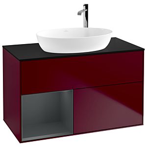 Villeroy and Boch Finion Villeroy and Boch Finion G892HGHB 100cm, cover plate black matt, Emotion, shelves Midnight matt lacquer, Peony Matt